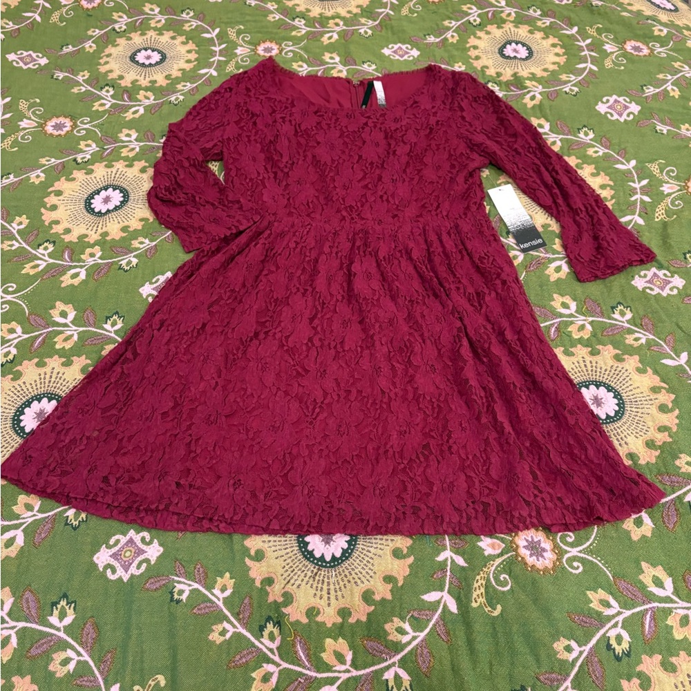 Kenzie Burgundy Lace Formal Dress